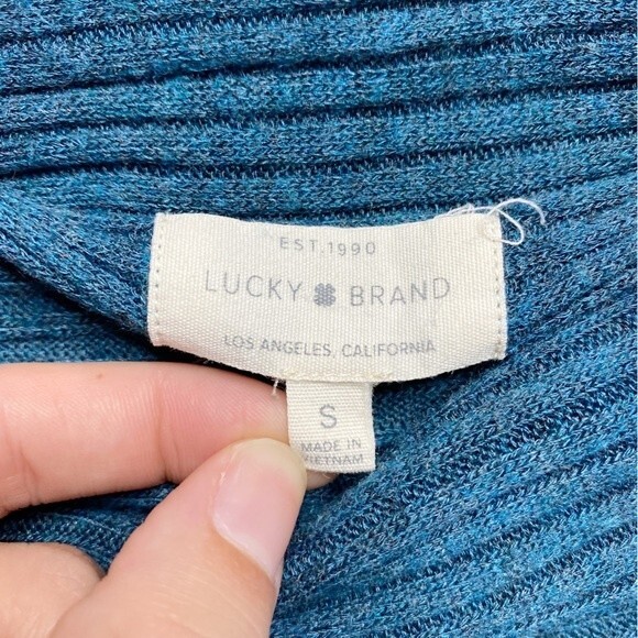 Lucky Brand Blue Ribbed Mockneck Sweater Winter Gorpcore Size Small - Picture 4 of 6